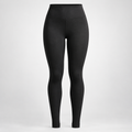 Front view of the black Drift Thermal Leggings with high-rise waistband and full-length fit on a light studio background.